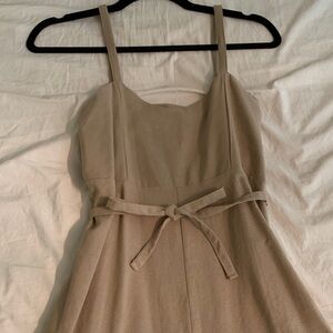 Ribbon detail beige dress